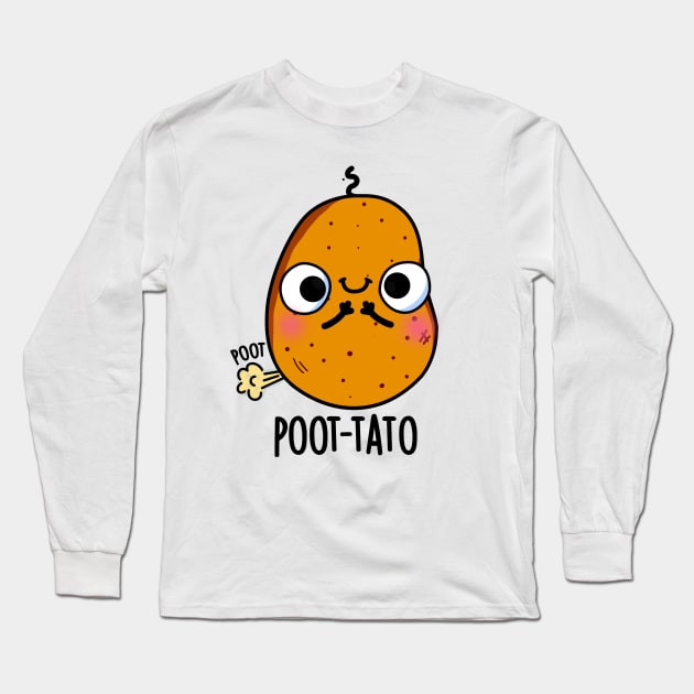 Poot-tato Funny Farting Potato Pun Long Sleeve T-Shirt by punnybone